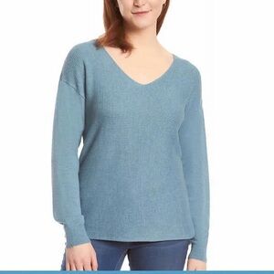 Ella moss ribbed vneck sweater